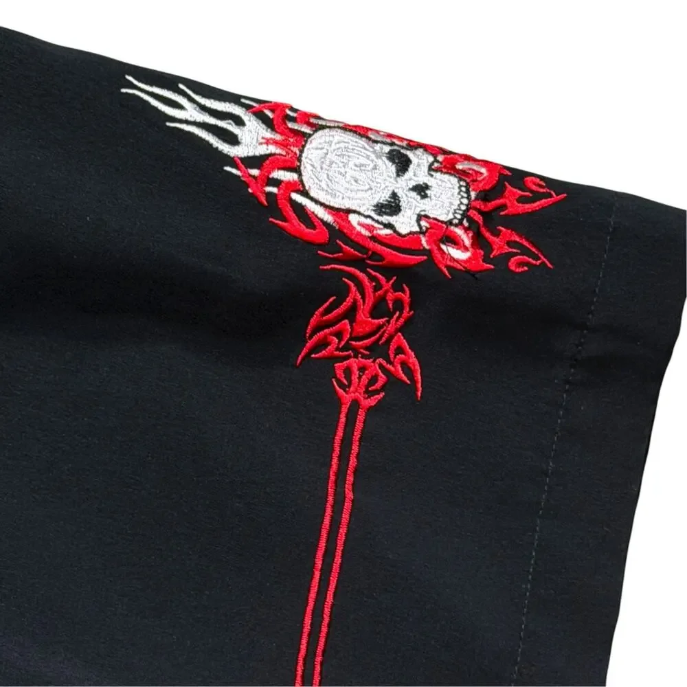 Dragonfly Shirt Mens Black Tribal Skulls Guy Casino Art Las Vegas Button Front M - Picture 4 of 6